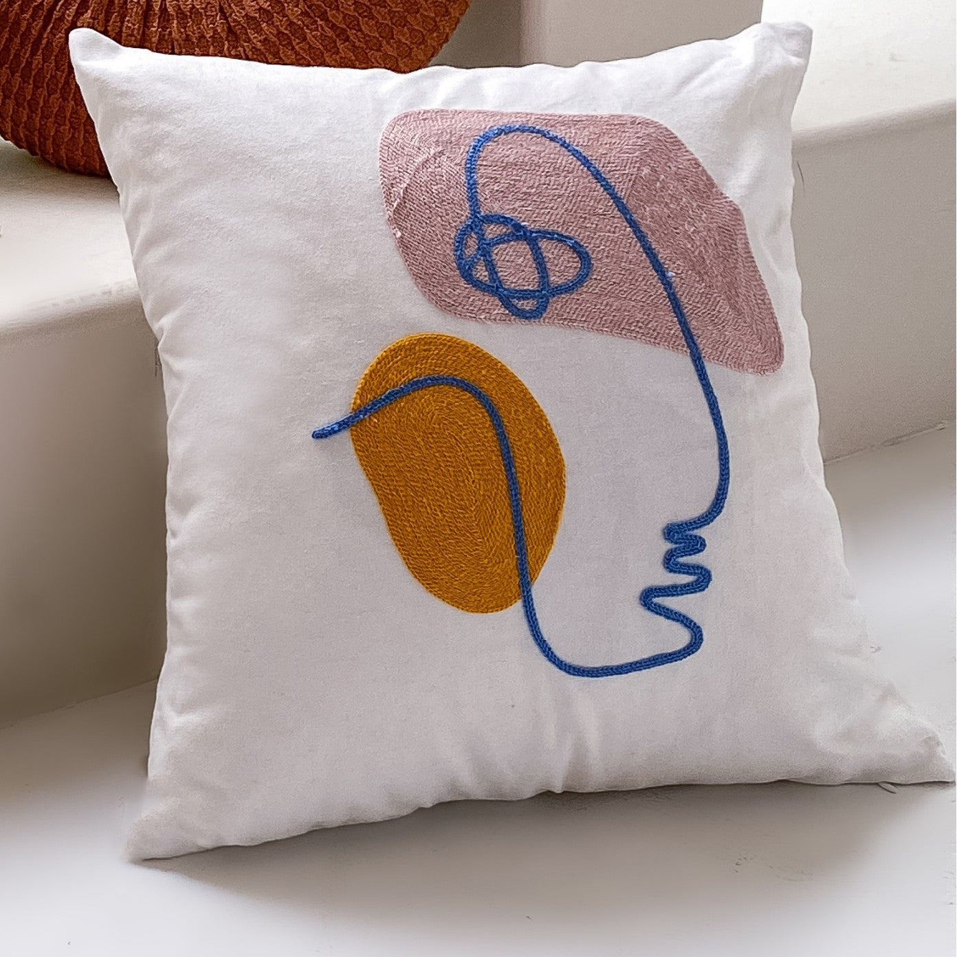 BeiLei Geometric Embroidered Cotton Throw Pillow - 45x45cm