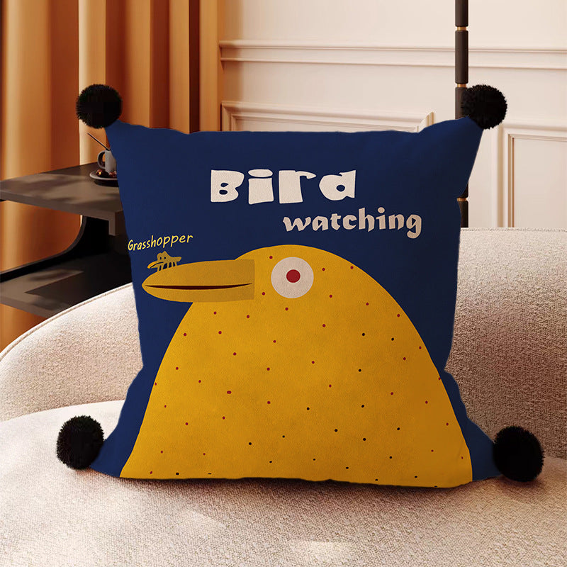 BeiLei Cute Bird Plush Double-Sided Throw Pillow - Cartoon Printed, 45x45cm