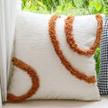 Geometric Embroidered Cotton Throw Pillow