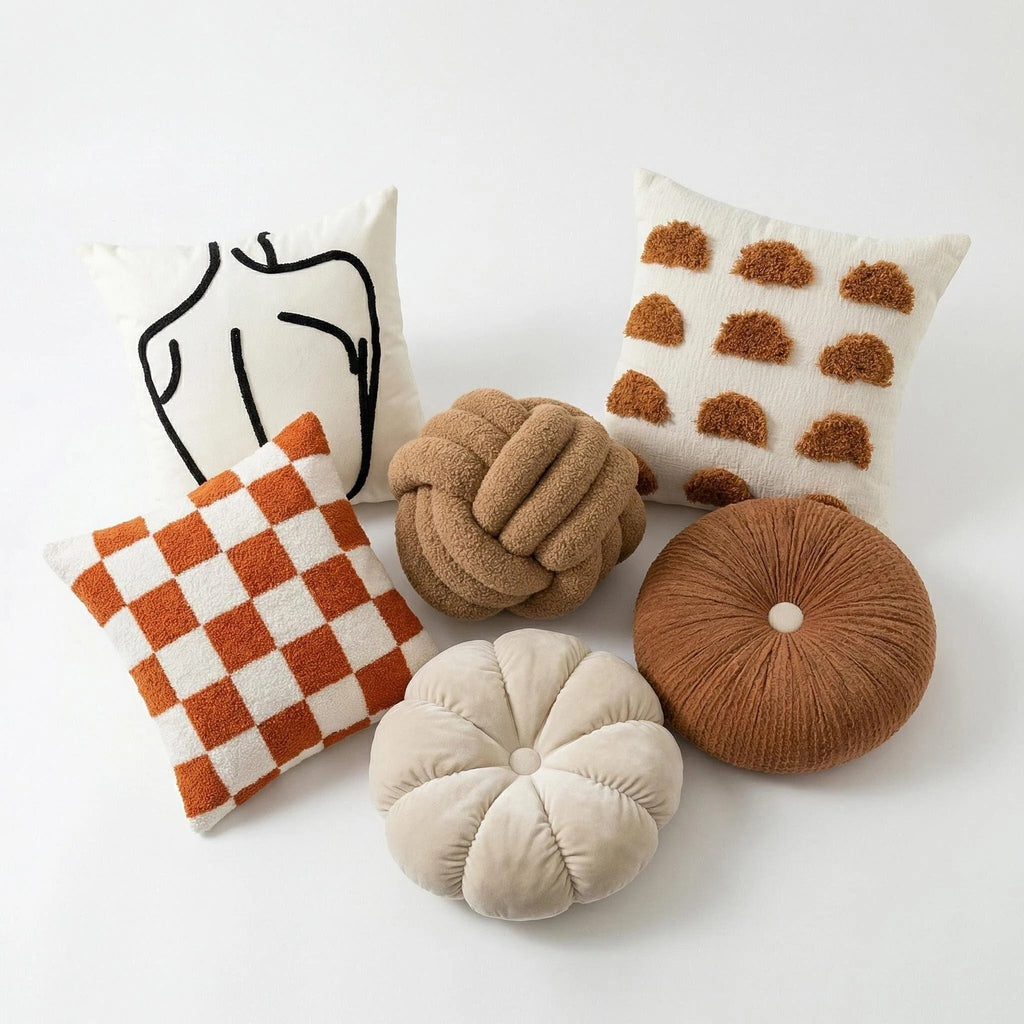 BeiLei Geometric Embroidered Cotton Throw Pillow - 45x45cm